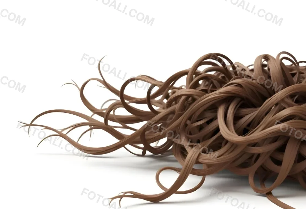 Brown Messy Hair Strands Light Brown And Dark Brown Tones Messy And Tangled Isolated On A White Background Studio Shot High Resolution 20 31dd