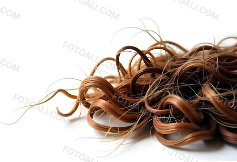 Brown Messy Hair Strands Light Brown And Dark Brown Tones Messy And Tangled Isolated On A White Background Studio Shot High Resolution 27 1a96