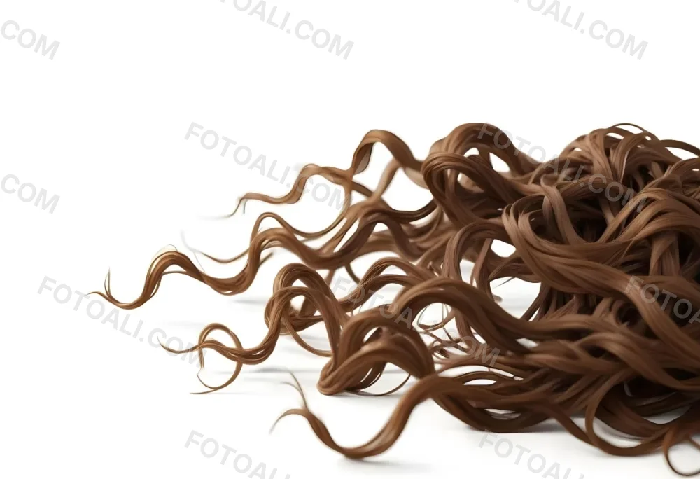 Brown Messy Hair Strands Light Brown And Dark Brown Tones Messy And Tangled Isolated On A White Background Studio Shot High Resolution 4 8d41