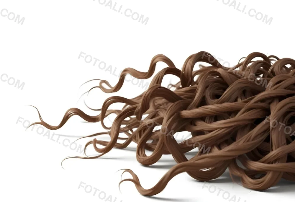 Brown Messy Hair Strands Light Brown And Dark Brown Tones Messy And Tangled Isolated On A White Background Studio Shot High Resolution 6 9dd6