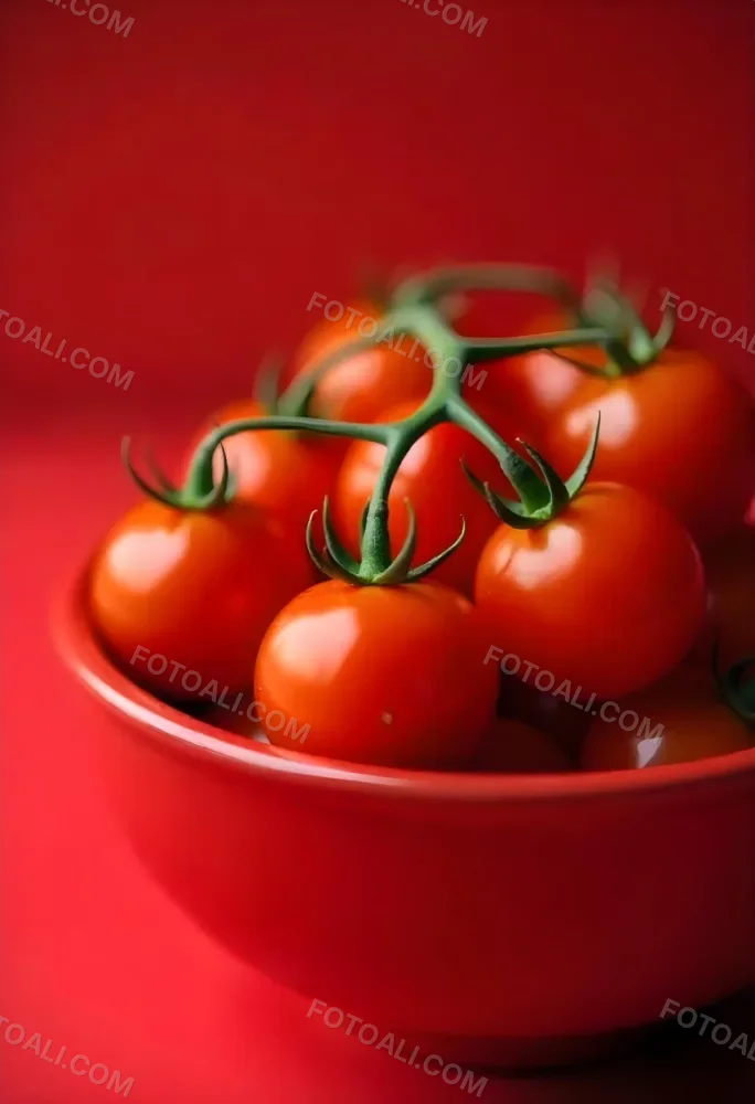 Cherry Tomatoes In A Red Bowl The Tomatoes Are Red And Ripe The Background Is Red And Out Of Focus 18 4308