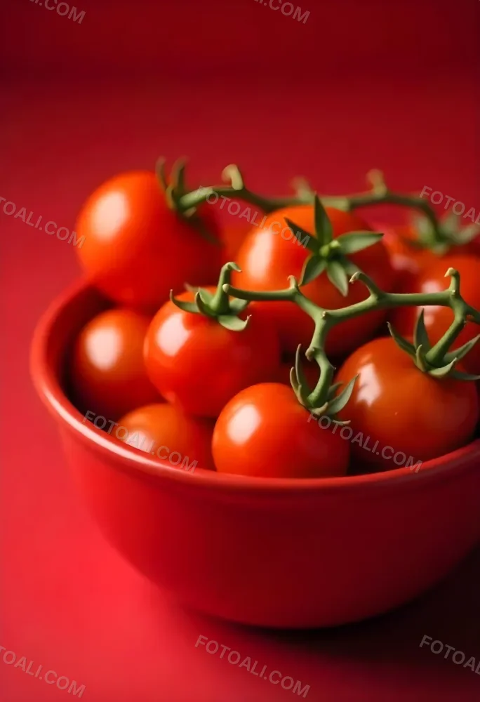 Cherry Tomatoes In A Red Bowl The Tomatoes Are Red And Ripe The Background Is Red And Out Of Focus 22 8ccb