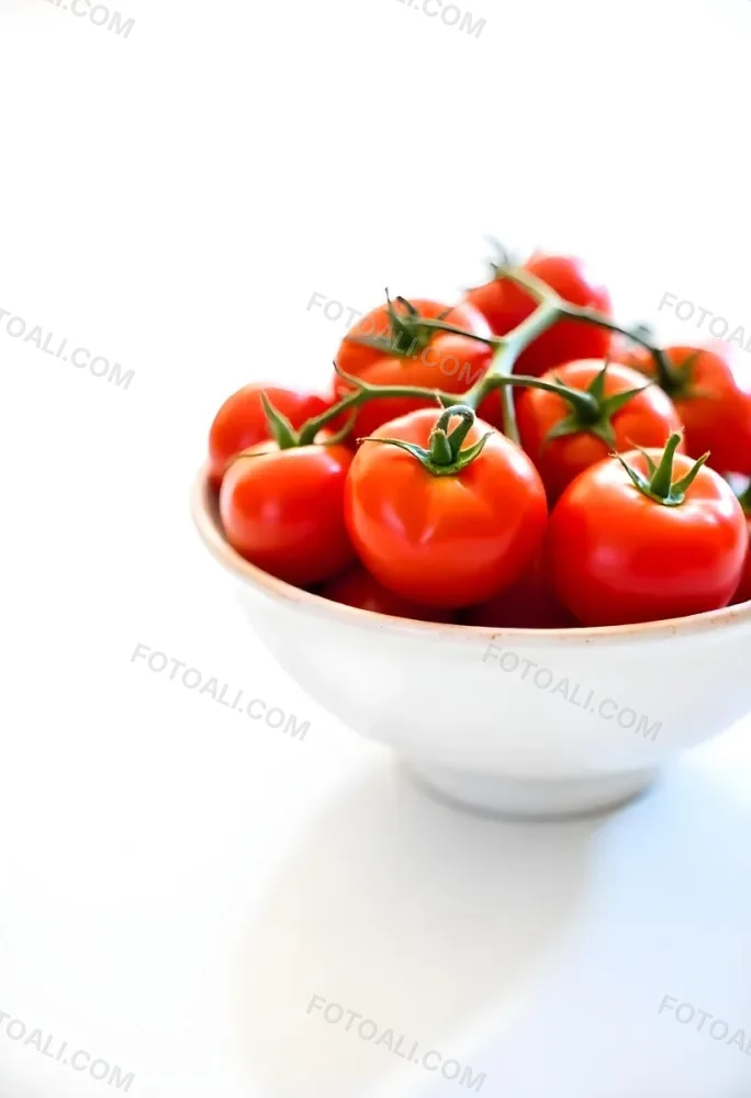 Cherry Tomatoes In A Red Bowl The Tomatoes Are Red And Ripe The Background Is Red And Out Of Focus 30 E901