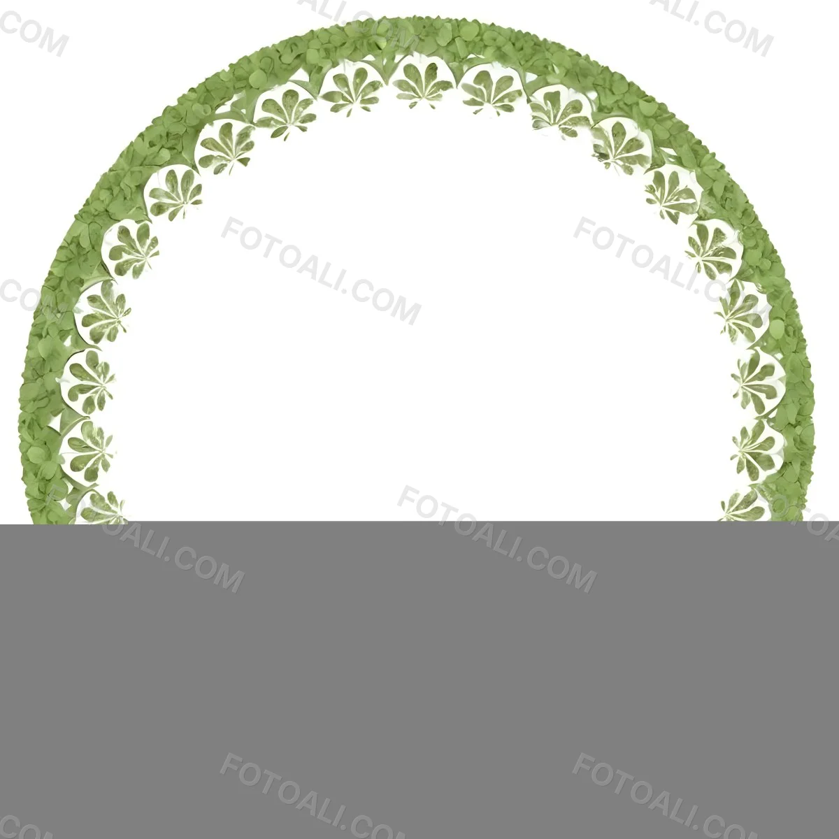 Circular Frame With Green Floral Pattern And Floral Border Three White Roses With Green Leaves At The Bottom White Background 48 7d8b 4e59
