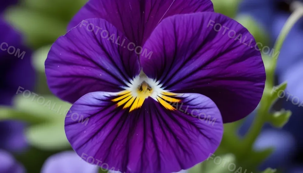 Close Up Of A Vibrant Purple Pansy Flower With Soft Petals And A Deep Blue Center 13 80c1