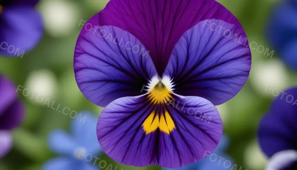 Close Up Of A Vibrant Purple Pansy Flower With Soft Petals And A Deep Blue Center 5 2c16