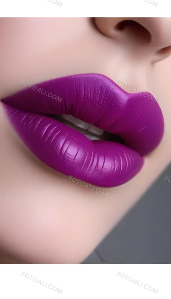 Close Up Of Full Lips With Bold Purple Lipstick Showcasing A Gradient Effect From Dark To Lighter Shades Of Purple The Background Is Dark Emphasizing The Lips 47 4495