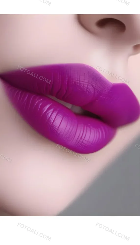 Close Up Of Full Lips With Bold Purple Lipstick Showcasing A Gradient Effect From Dark To Lighter Shades Of Purple The Background Is Dark Emphasizing The Lips 6 131b