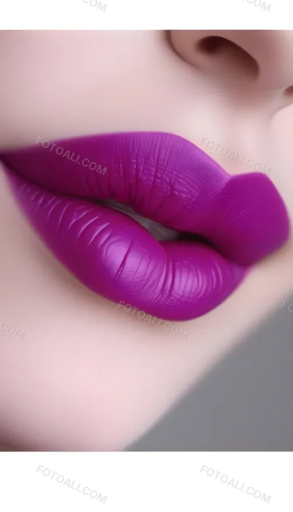 Close Up Of Full Lips With Bold Purple Lipstick Showcasing A Gradient Effect From Dark To Lighter Shades Of Purple The Background Is Dark Emphasizing The Lips 8 6f51