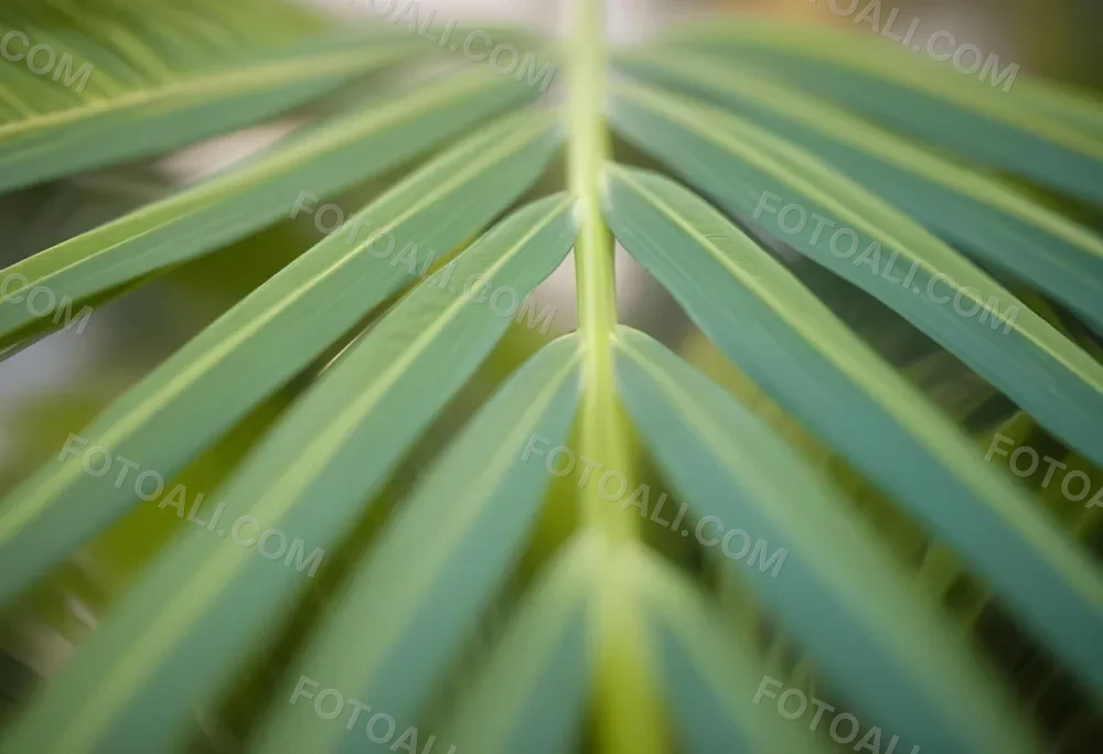 Close Up Of Green Palm Leaves With A Symmetrical Pattern Featuring Yellow Palm Leaves With Asymmetrical Patterns Set Against A Sunset 10 89fd