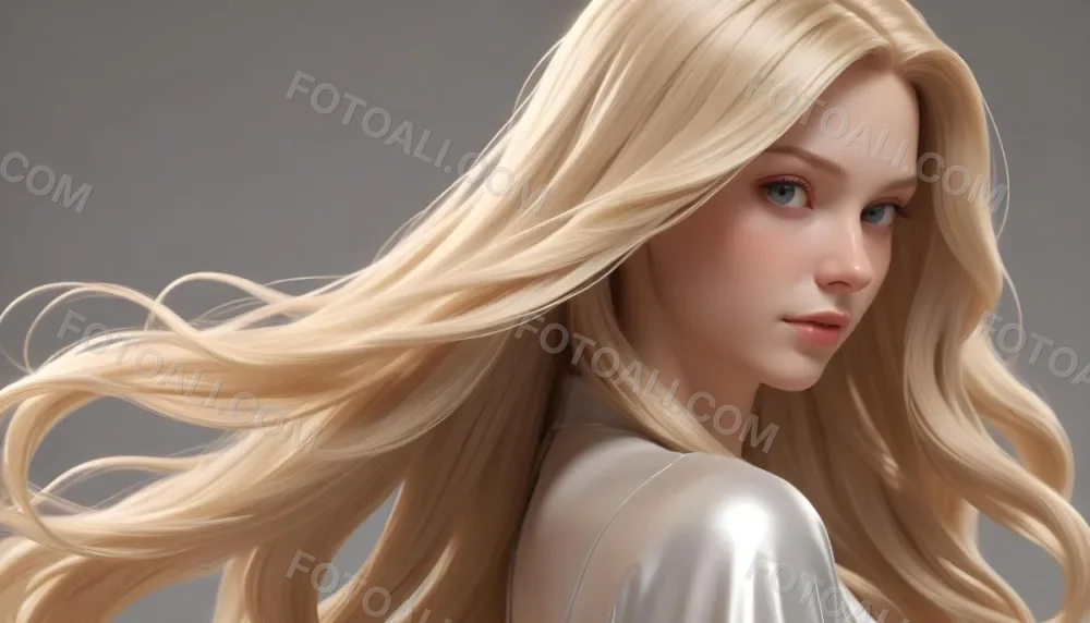 Close Up Of Long Blonde Hair Shiny And Flowing With Subtle Waves In A Studio Setting With Neutral Background 54 0c1a