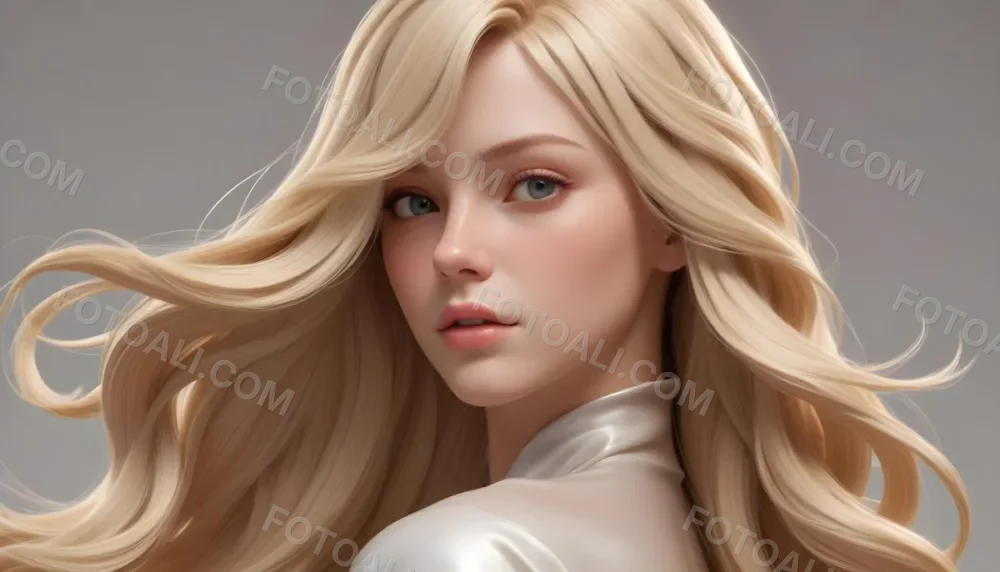 Close Up Of Long Blonde Hair Shiny And Flowing With Subtle Waves In A Studio Setting With Neutral Background 68 Bc85