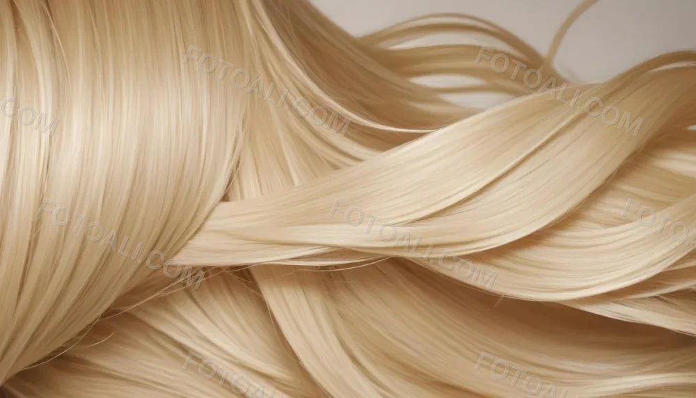 Close Up Of Long Blonde Hair Shiny And Flowing With Subtle Waves In A Studio Setting With Neutral Background 7 11d7