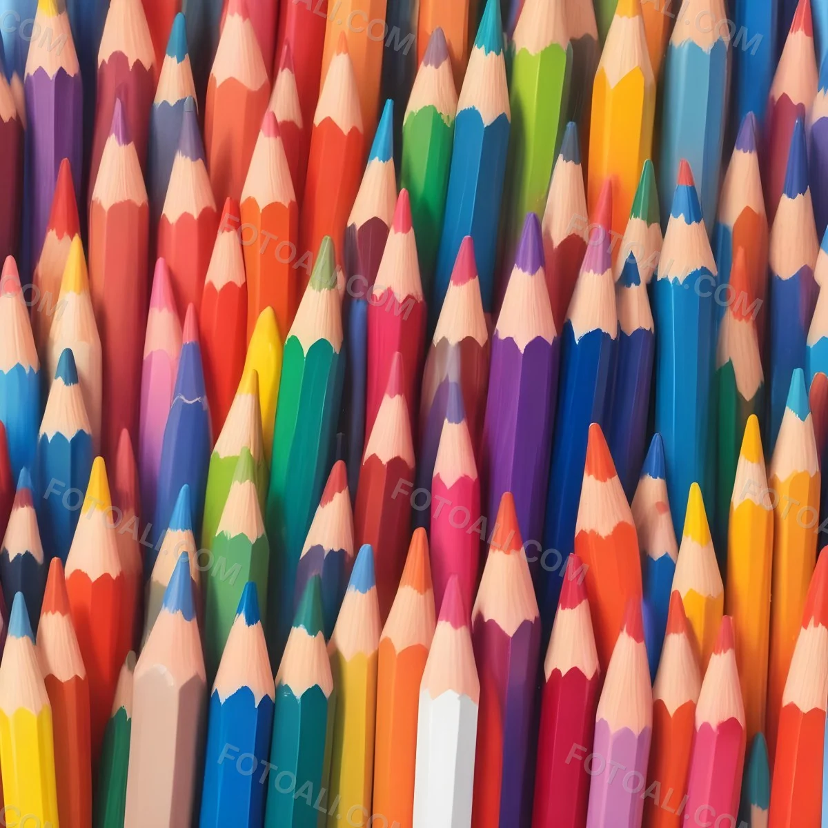 Colored Pencils Arranged In Two Rows Creating A Vibrant Spectrum Of Colors Sharp Tips Pointing Inward White Background Clean And Organized Composition Educational Or Artistic Theme 15 6cc2