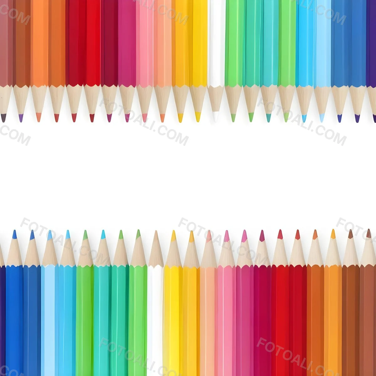 Colored Pencils Arranged In Two Rows Creating A Vibrant Spectrum Of Colors Sharp Tips Pointing Inward White Background Clean And Organized Composition Educational Or Artistic Theme 4 7f1f