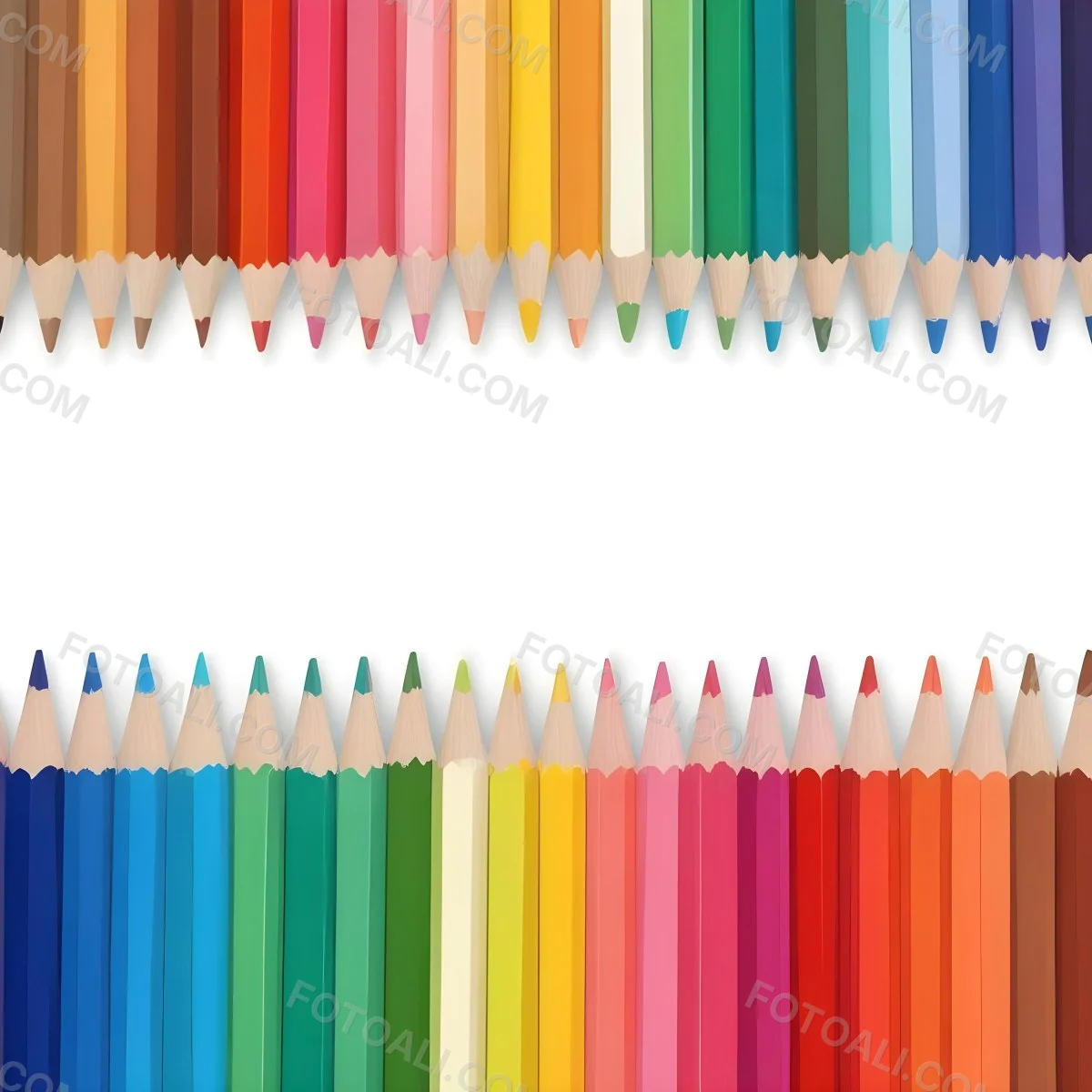 Colored Pencils Arranged In Two Rows Creating A Vibrant Spectrum Of Colors Sharp Tips Pointing Inward White Background Clean And Organized Composition Educational Or Artistic Theme 5 E241