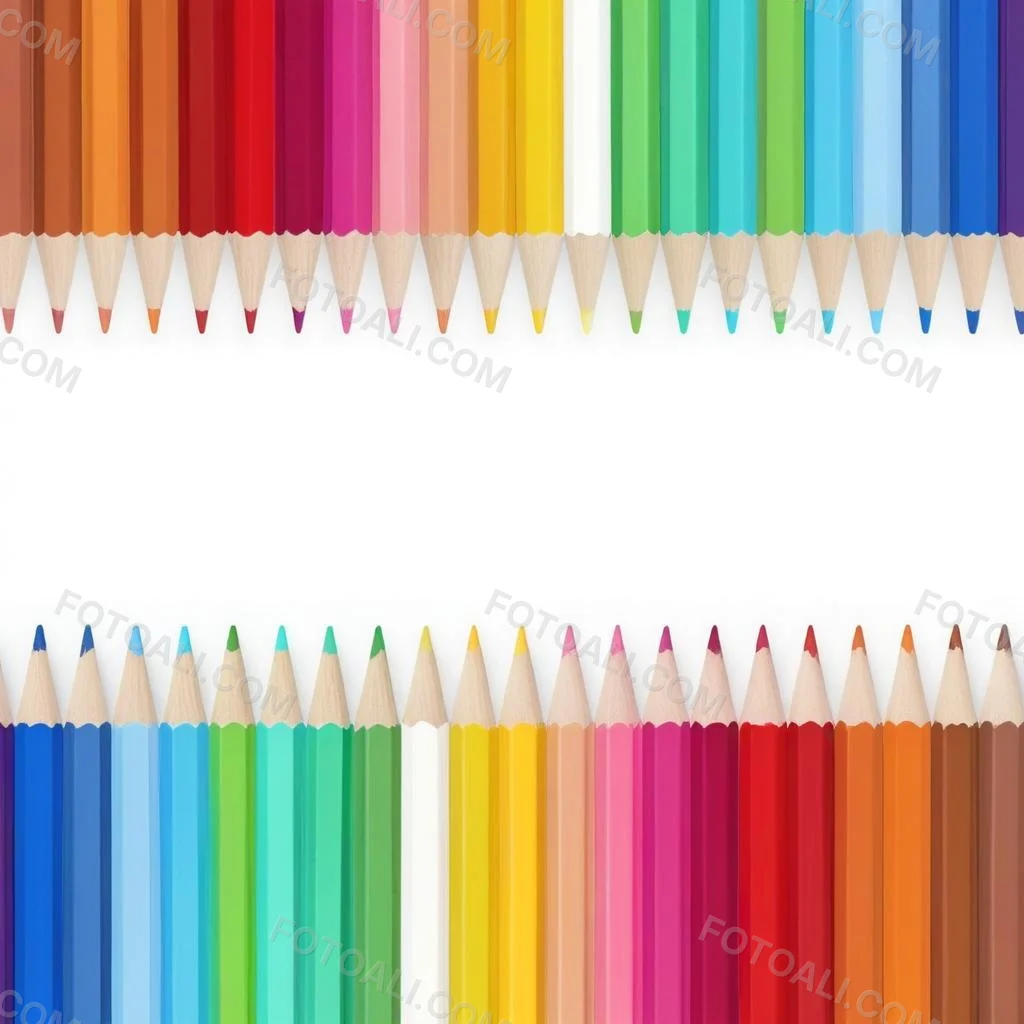 Colored Pencils Arranged In Two Rows Creating A Vibrant Spectrum Of Colors Sharp Tips Pointing Inward White Background Clean And Organized Composition Educational Or Artistic Theme 6 1539