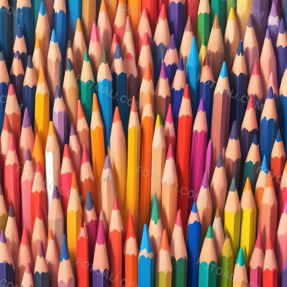 Colored Pencils Arranged In Two Rows Creating A Vibrant Spectrum Of Colors Sharp Tips Pointing Inward White Background Clean And Organized Composition Educational Or Artistic Theme 6 930b