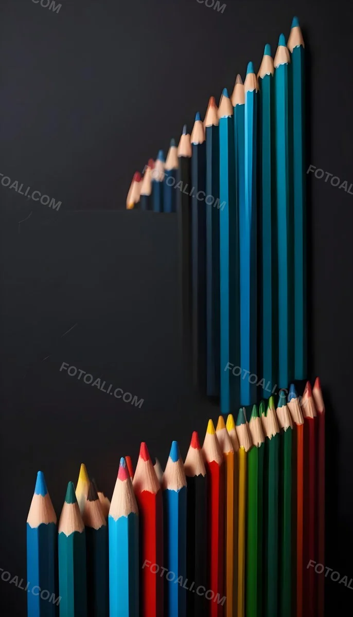 Colored Pencils In A Row Blue Green Cyan Yellow Orange Red And Black On A Dark Background 9 B39d