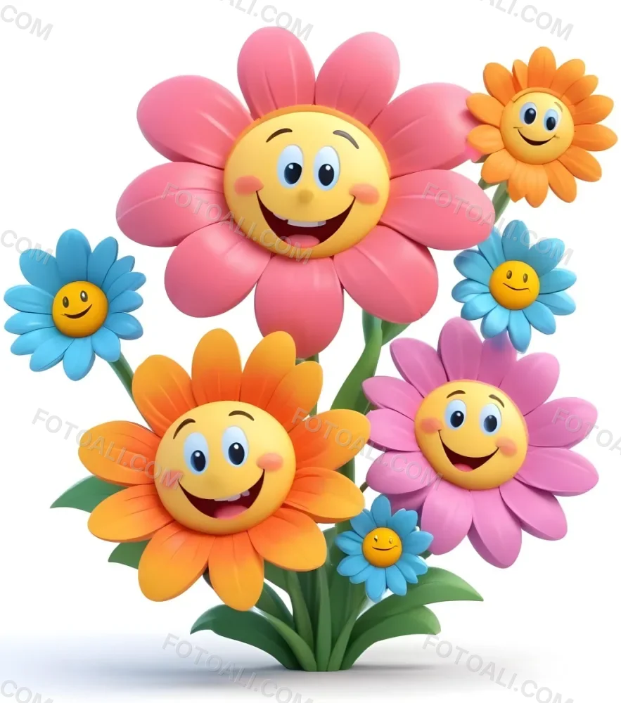 Colorful Abstract Flower With Vibrant Petals In Shades Of Purple Blue Orange And Yellow Against A White Background 43 694a