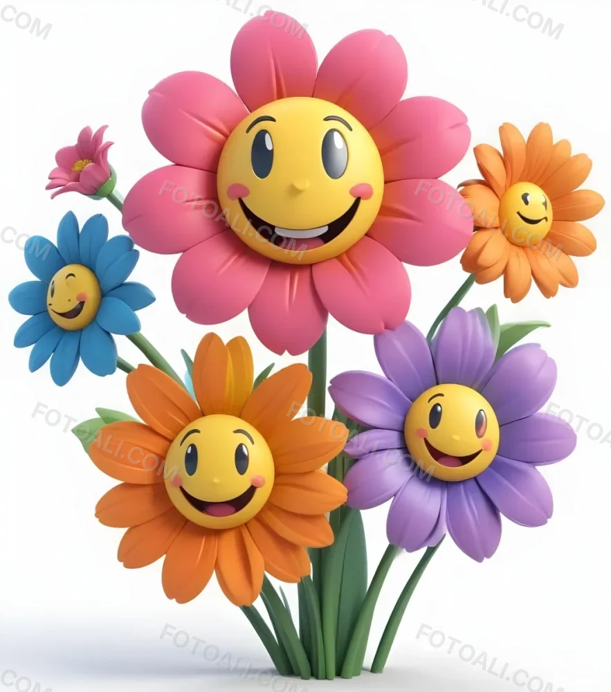 Colorful Abstract Flower With Vibrant Petals In Shades Of Purple Blue Orange And Yellow Against A White Background 94 Bda3