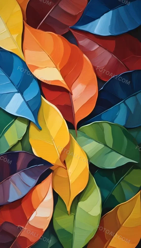 Colorful Abstract Leaves In Various Shades Of Green Yellow Orange Red Blue And Purple Overlapping Each Other 175 4b0a