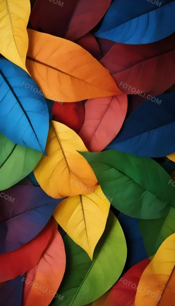 Colorful Abstract Leaves In Various Shades Of Green Yellow Orange Red Blue And Purple Overlapping Each Other 51 0e58