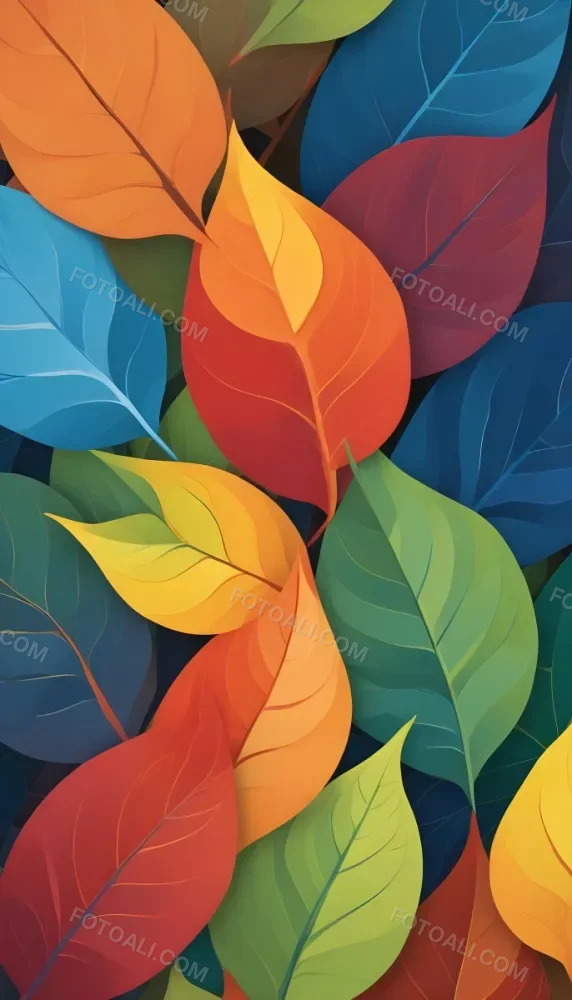 Colorful Abstract Leaves In Various Shades Of Green Yellow Orange Red Blue And Purple Overlapping Each Other 52 1256