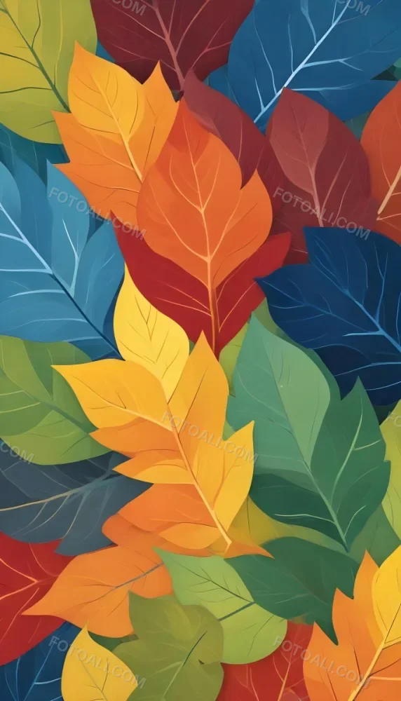 Colorful Abstract Leaves In Various Shades Of Green Yellow Orange Red Blue And Purple Overlapping Each Other 87 A20f