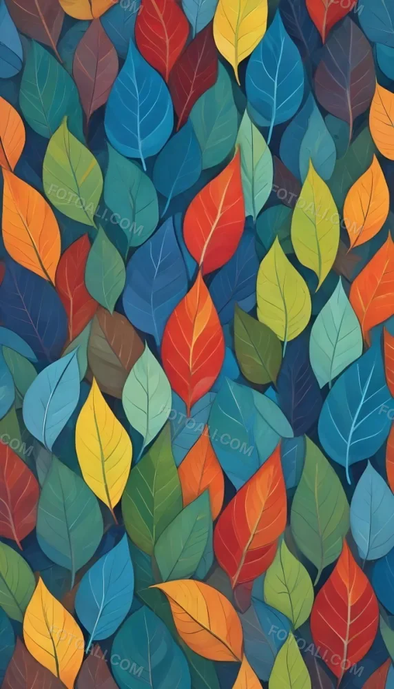 Colorful Abstract Leaves In Various Shades Of Green Yellow Orange Red Blue And Purple Overlapping Each Other 88 Eff7