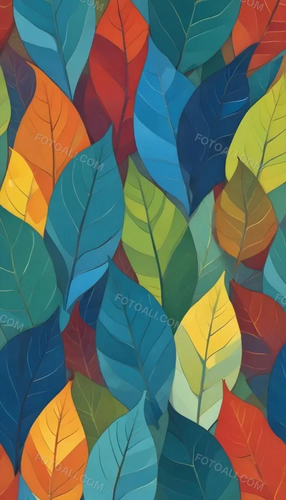 Colorful Abstract Leaves In Various Shades Of Green Yellow Orange Red Blue And Purple Overlapping Each Other 91 0f74