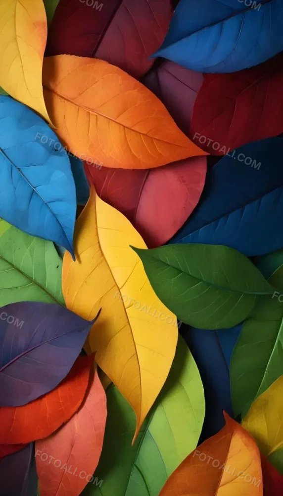 Colorful Abstract Leaves In Various Shades Of Green Yellow Orange Red Blue And Purple Overlapping Each Other 95 9b17