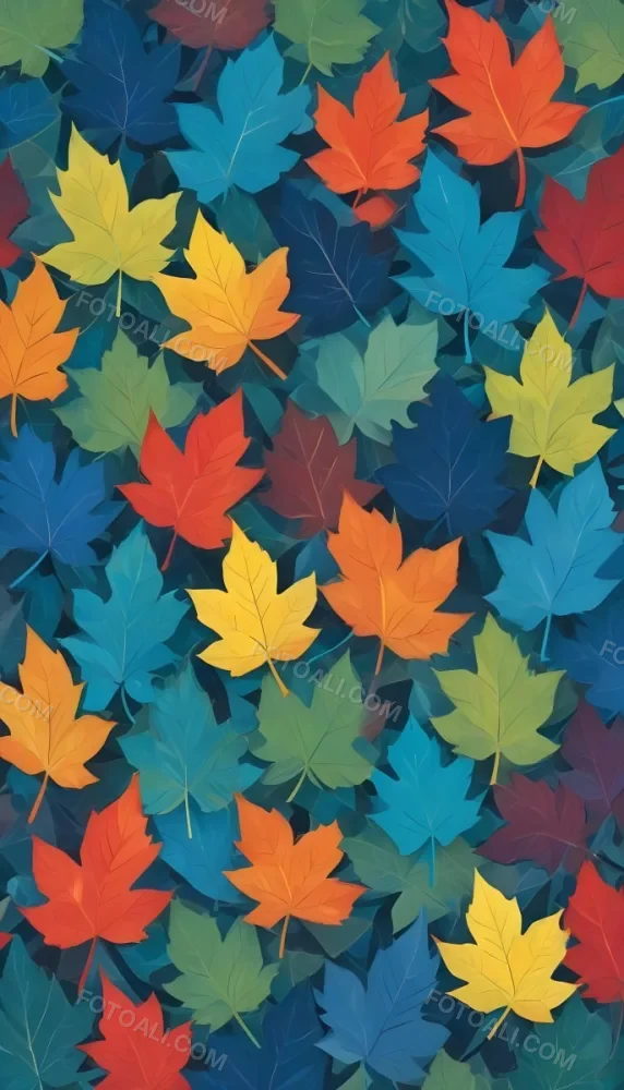 Colorful Abstract Leaves In Various Shades Of Green Yellow Orange Red Blue And Purple Overlapping Each Other 96 Ce08