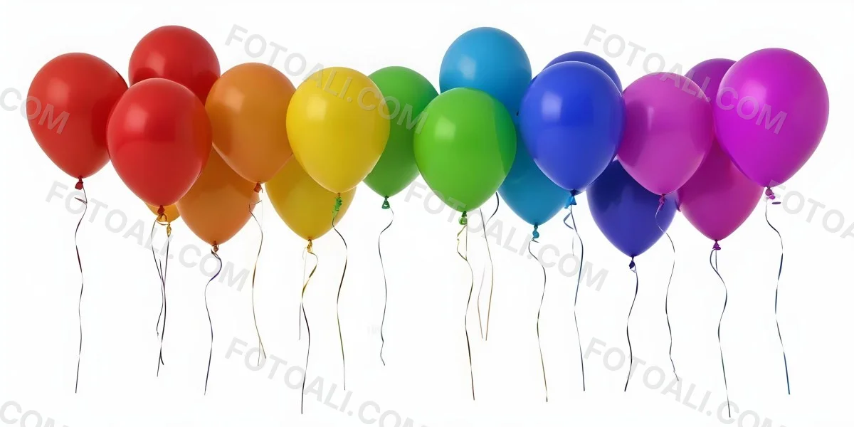 Colorful Balloons In Various Shades Of Red Blue Green Yellow And Purple 5 D911
