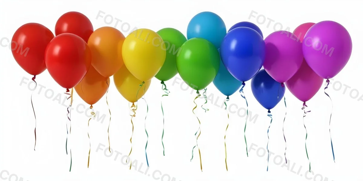 Colorful Balloons In Various Shades Of Red Blue Green Yellow And Purple 9 7e73