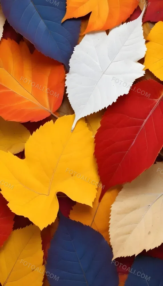 Colorful Leaves In Orange Yellow Red White And Brown Close Up Shot Studio Lighting Vibrant Colors High Detail Autumn Concept Nature Background 14 Eb62