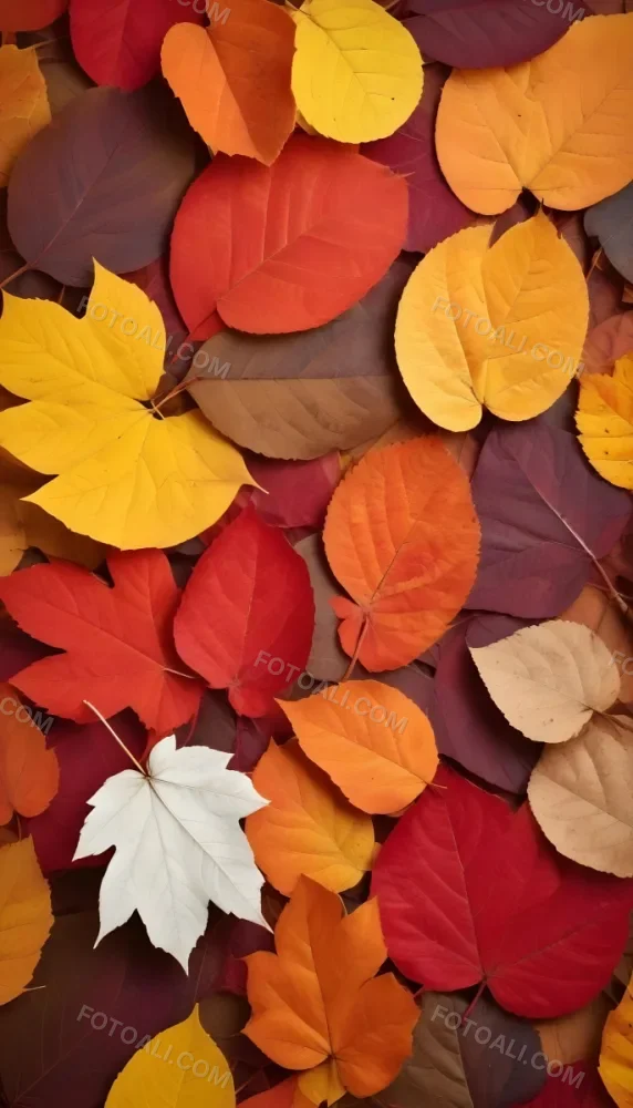 Colorful Leaves In Orange Yellow Red White And Brown Close Up Shot Studio Lighting Vibrant Colors High Detail Autumn Concept Nature Background 25 79e9