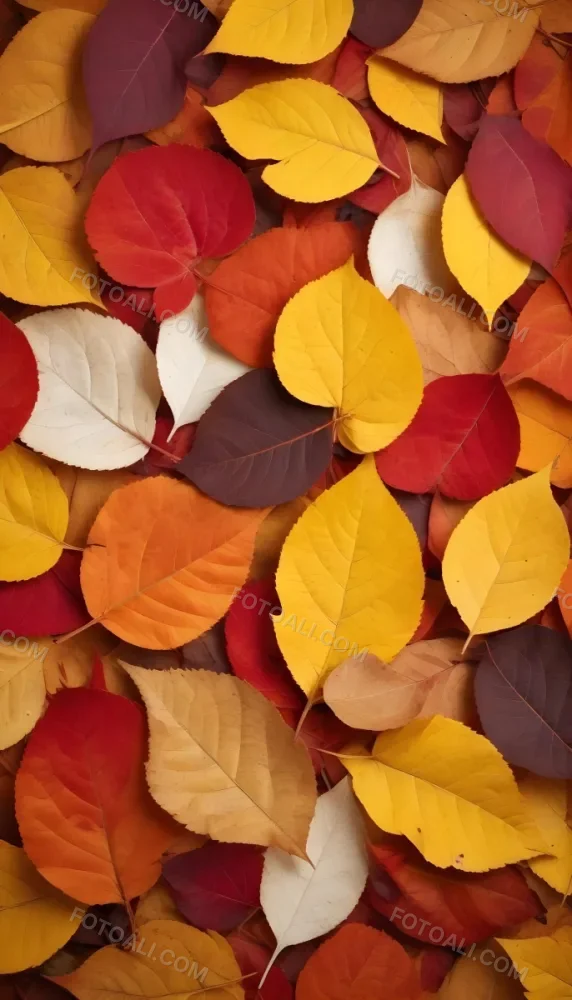 Colorful Leaves In Orange Yellow Red White And Brown Close Up Shot Studio Lighting Vibrant Colors High Detail Autumn Concept Nature Background 6 Bb69