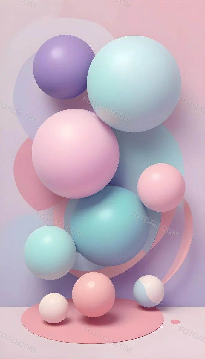 Colorful Pastel Balloons Floating Against A Soft Gray Background 52 Ed95