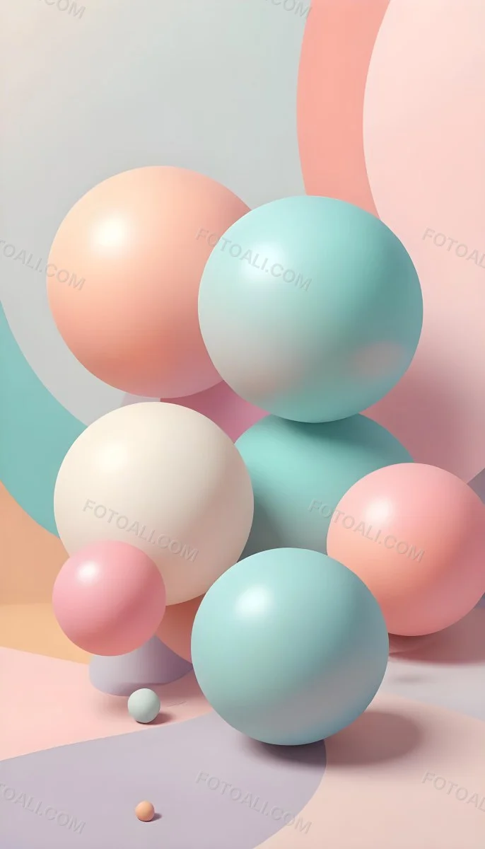 Colorful Pastel Balloons Floating Against A Soft Gray Background 60 5ece