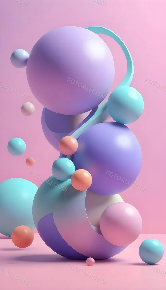 Colorful Pastel Balloons Floating Against A Soft Gray Background 64 620a