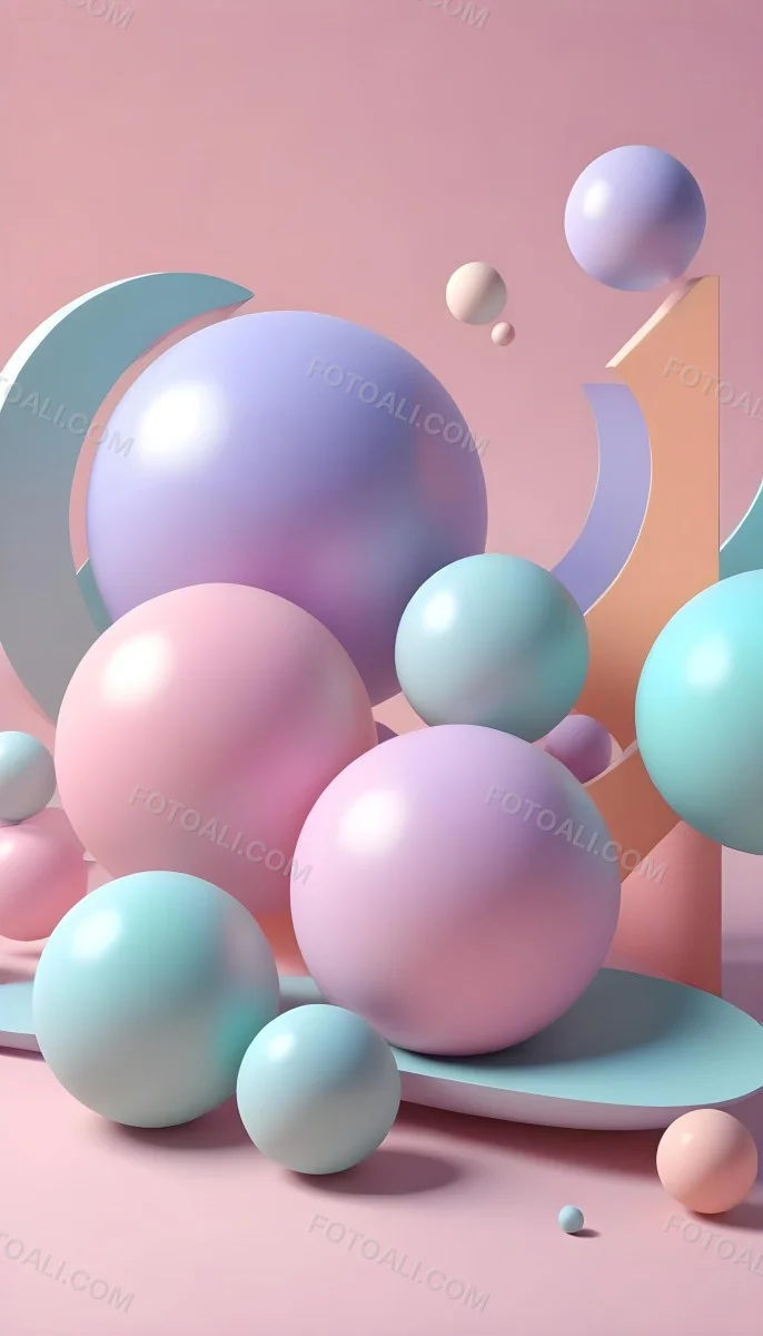 Colorful Pastel Balloons Floating Against A Soft Gray Background 65 48e5
