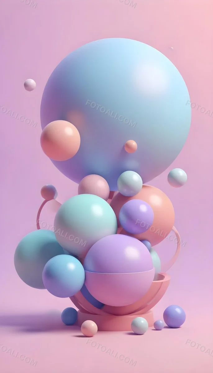 Colorful Pastel Balloons Floating Against A Soft Gray Background 66 4186