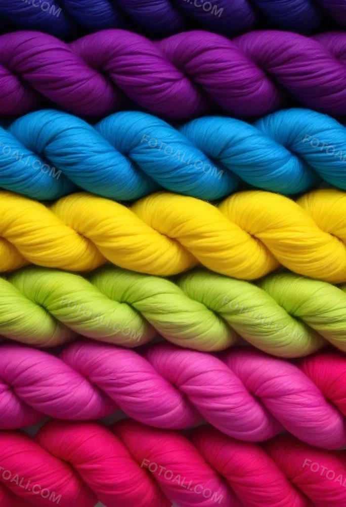 Colorful Strands Of Yarn Arranged In Horizontal Rows Featuring Vibrant Shades Of Blue Yellow Green Pink And Purple The Yarn Is Twisted And Neatly Organized Showcasing A Gradient Of Colors 1 Eef2