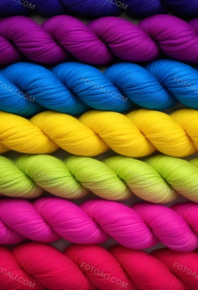 Colorful Strands Of Yarn Arranged In Horizontal Rows Featuring Vibrant Shades Of Blue Yellow Green Pink And Purple The Yarn Is Twisted And Neatly Organized Showcasing A Gradient Of Colors 4 C9c0