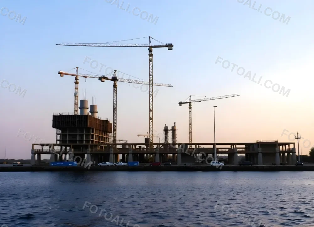 Construction Site With Multiple Cranes And Buildings Under Construction Near A Body Of Water 12 Fa37