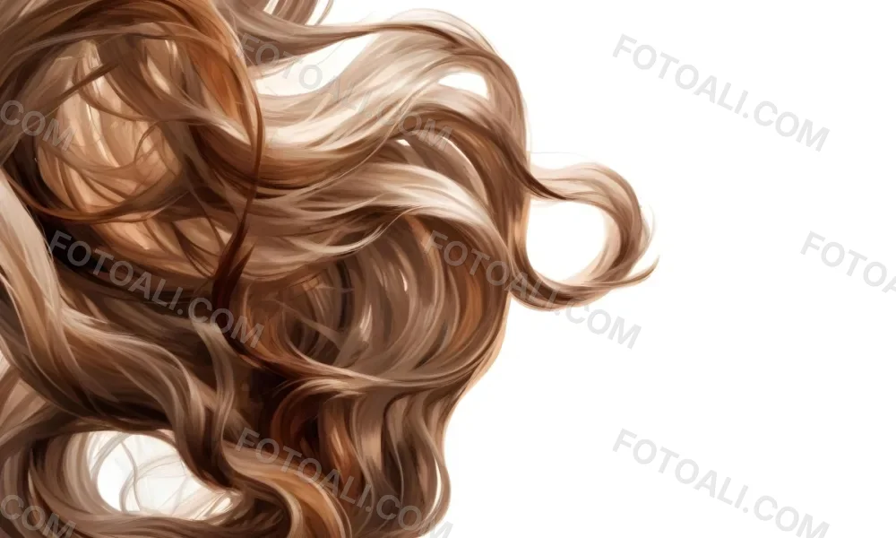 Curly White Hair Strands Light Reflections White Background 12 82d9