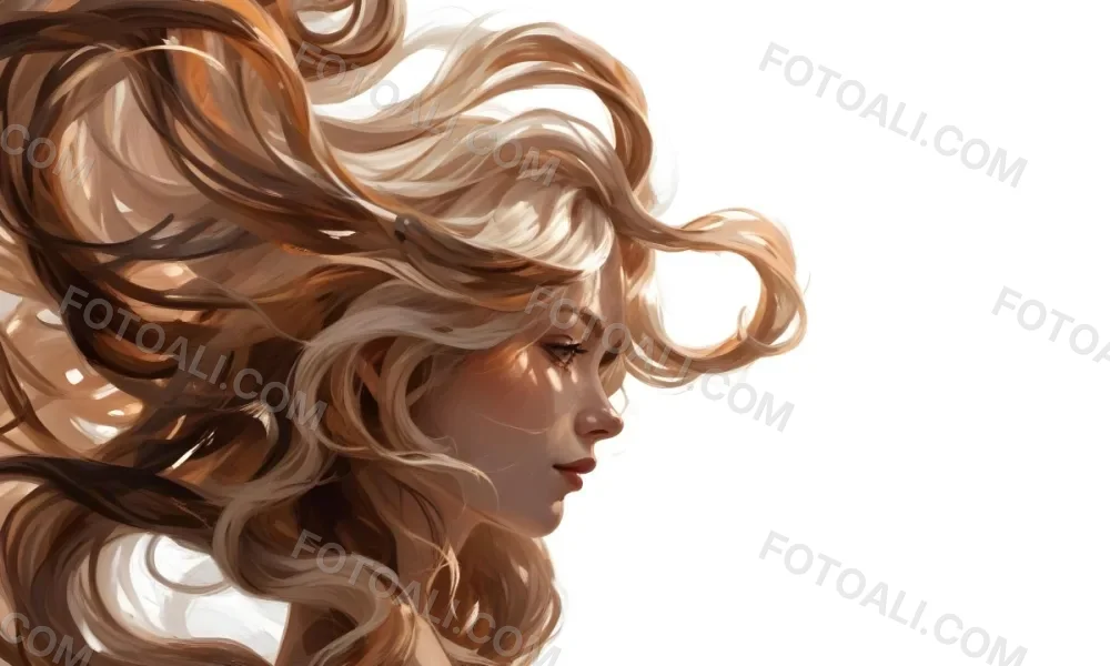 Curly White Hair Strands Light Reflections White Background 21 8d5b
