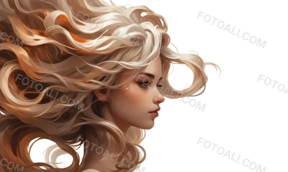Curly White Hair Strands Light Reflections White Background 29 E0ec