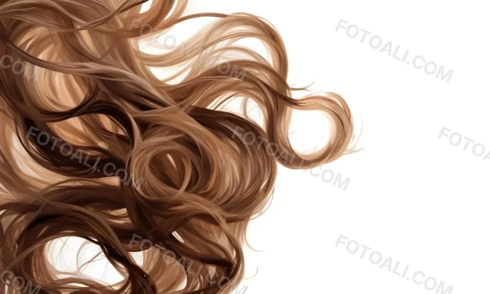 Curly White Hair Strands Light Reflections White Background 4 6561